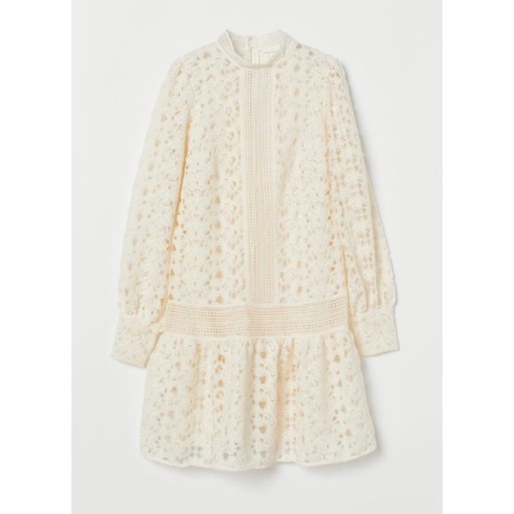 NWT H&M Openwork Lace Dress Creme Dress XS - Picture 16 of 16